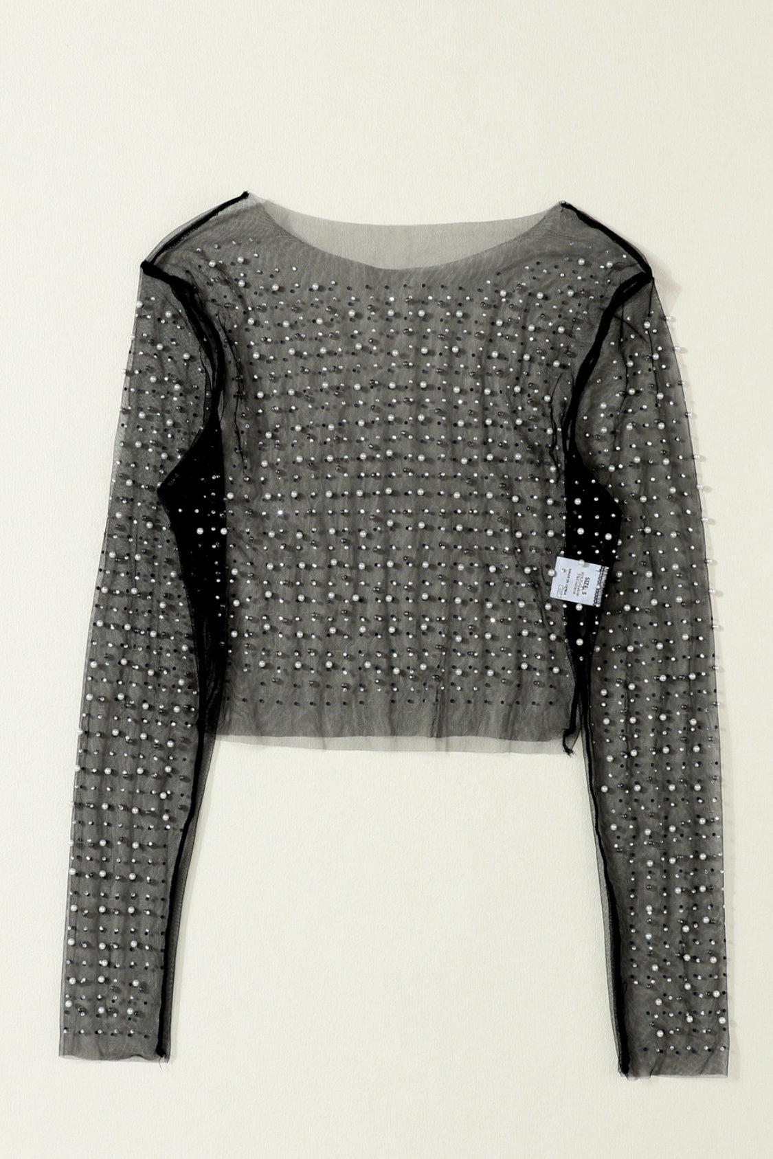 Pearl Long Sleeve Mesh Cropped Top - Kristi Pierce Designs