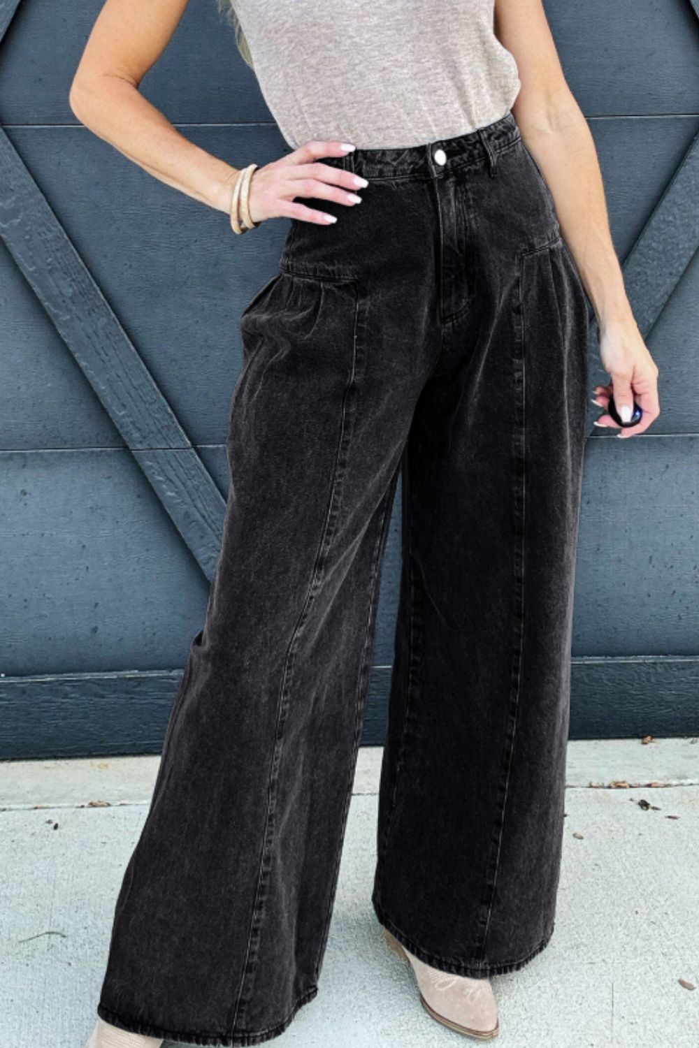 High Rise Wide Leg Jeans with Pockets - Kristi Pierce Designs