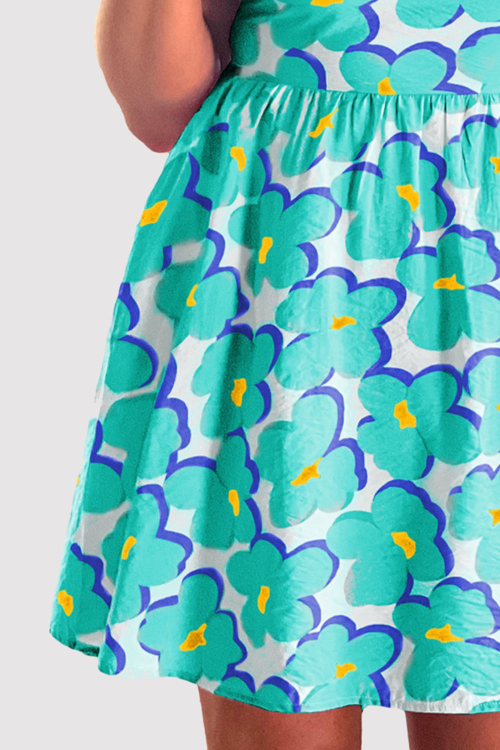 Printed Square Neck Short Sleeve Dress - Kristi Pierce Designs