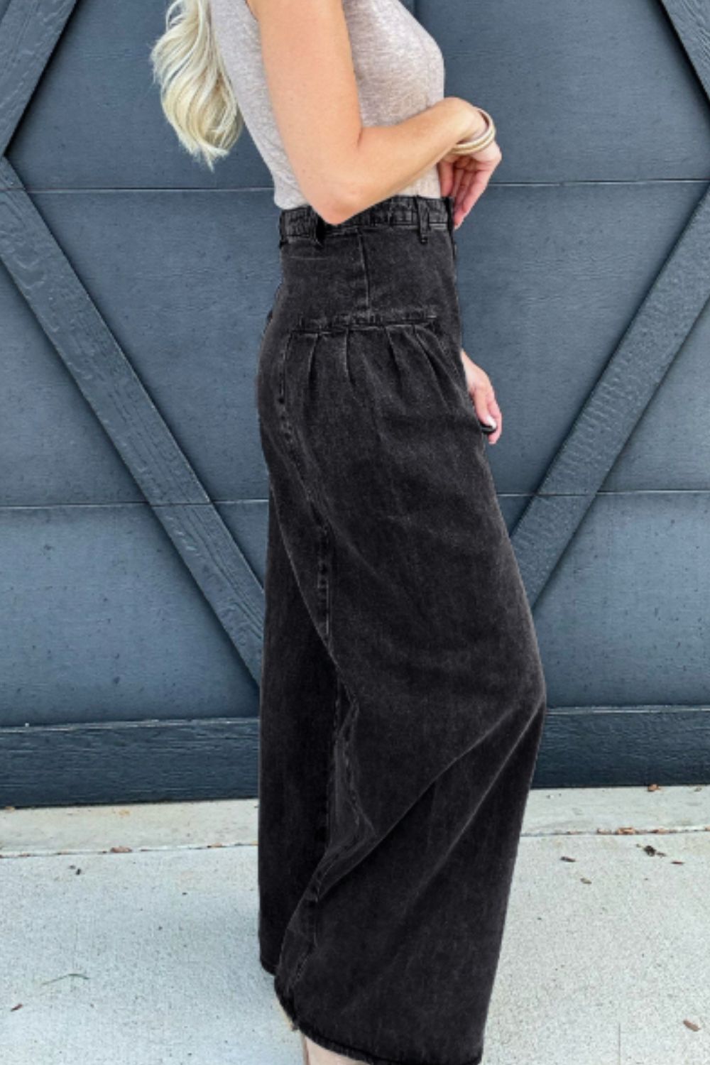 High Rise Wide Leg Jeans with Pockets - Kristi Pierce Designs