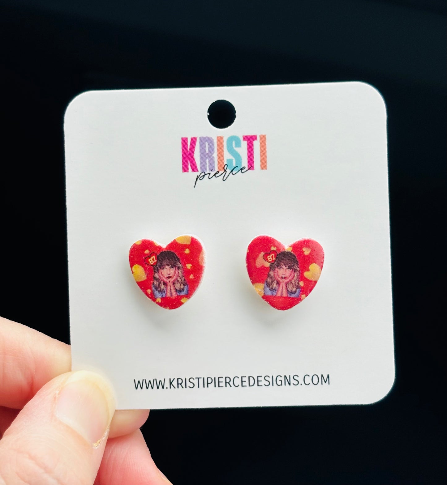 Swiftie Dreams of #87 Heart-shaped Clay Stud Earrings - Kristi Pierce Designs