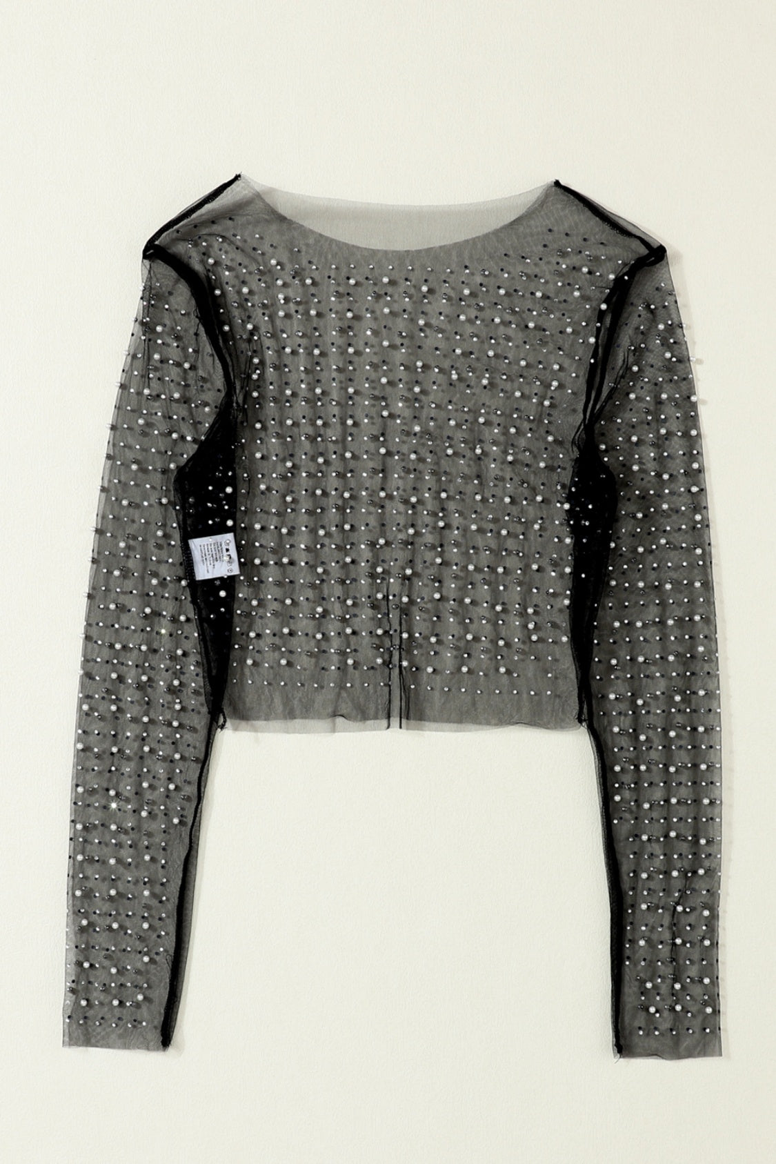 Pearl Long Sleeve Mesh Cropped Top - Kristi Pierce Designs