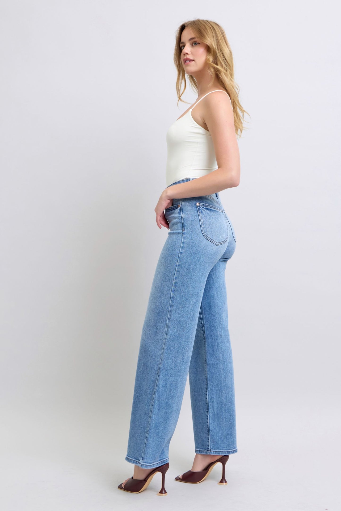 Full Size Wide Leg Jeans with Pockets, Judy Blue