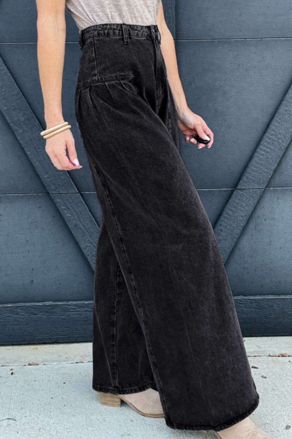 High Rise Wide Leg Jeans with Pockets - Kristi Pierce Designs