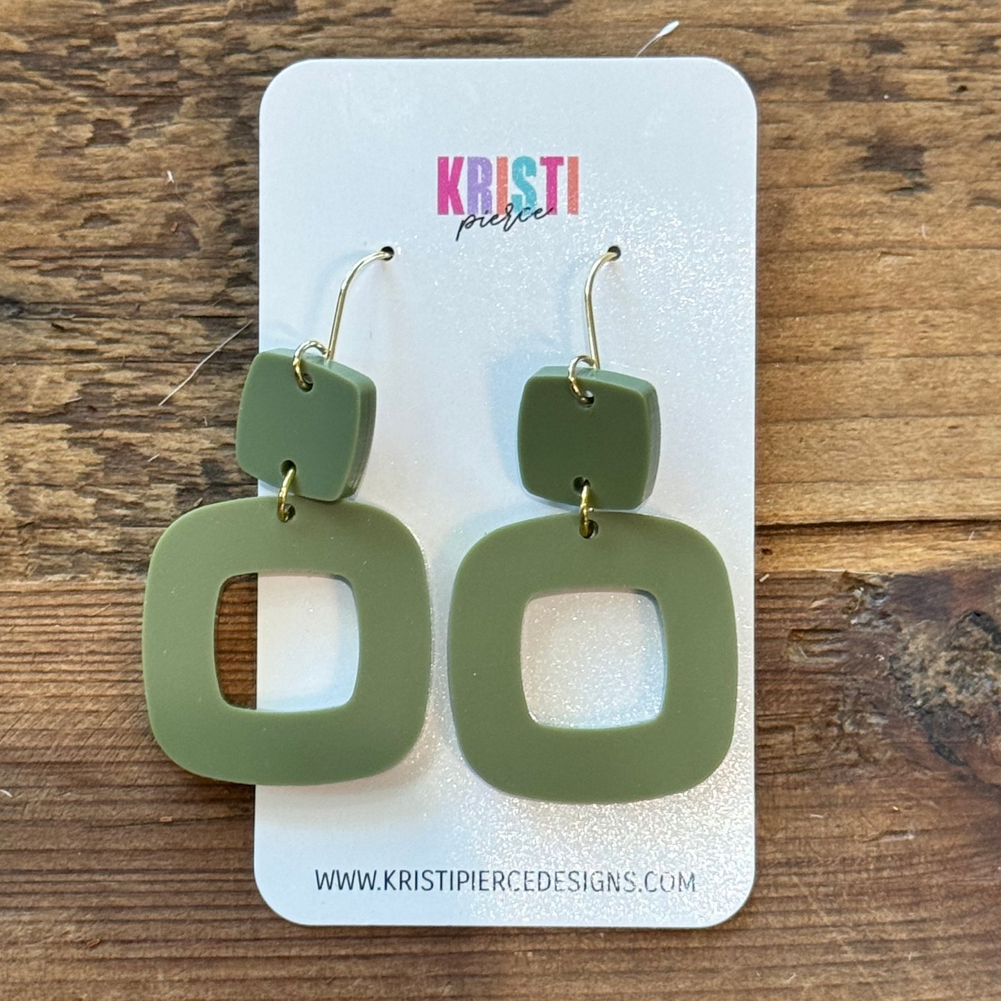 Green Acrylic Dangle O-Shaped Earrings - Kristi Pierce Designs