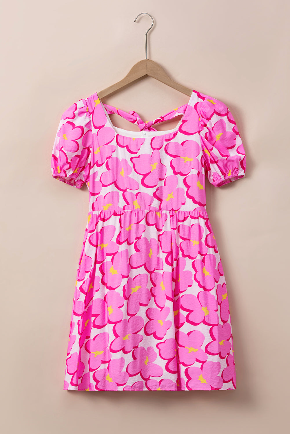 Printed Square Neck Short Sleeve Dress - Kristi Pierce Designs