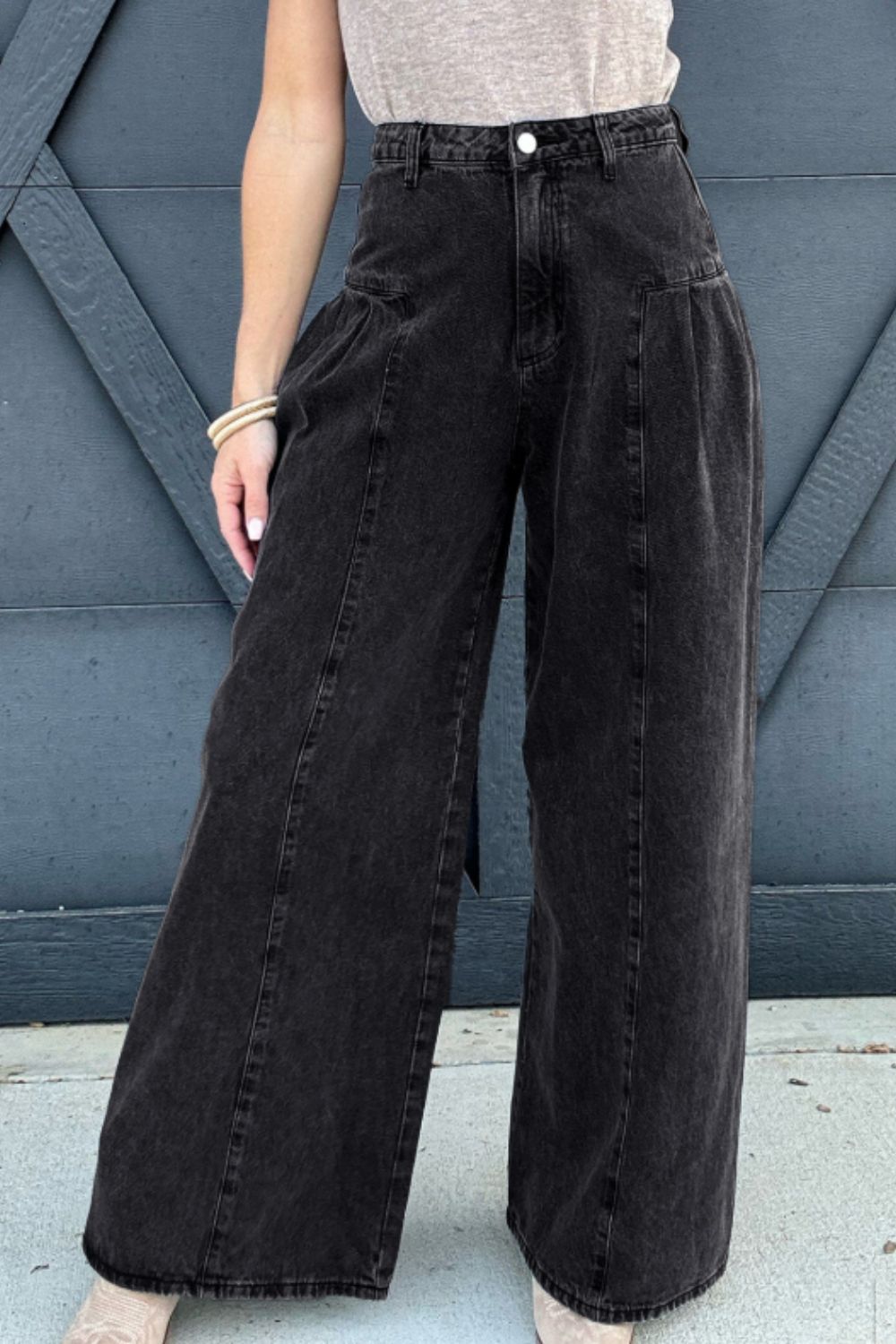 High Rise Wide Leg Jeans with Pockets - Kristi Pierce Designs