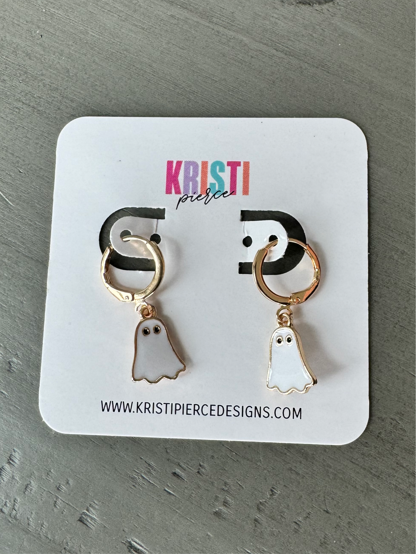 Little Ghost Dangle Plated-Gold Hoop Earrings