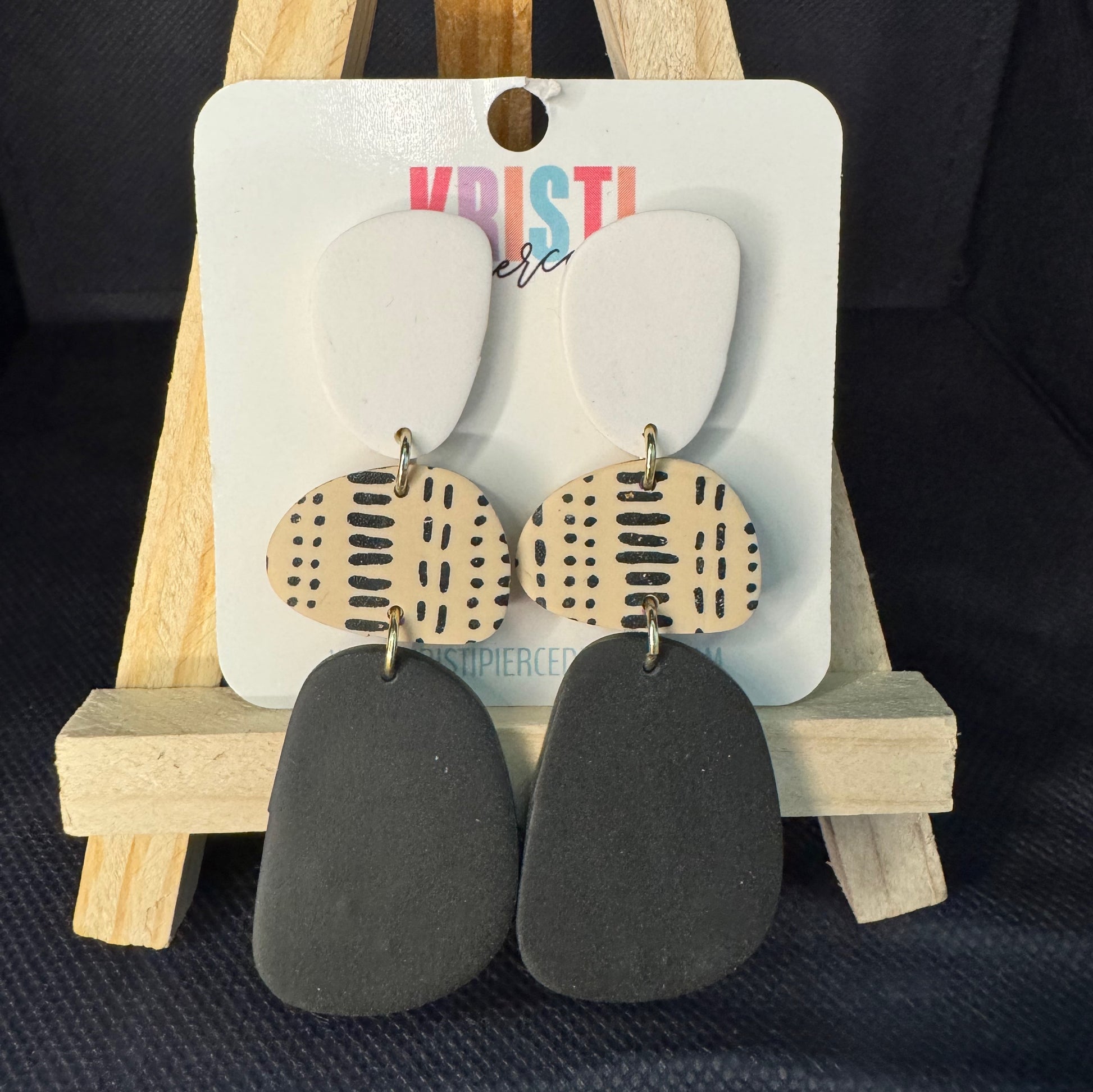 Neutral Tri-color Circles Clay Post Earrings - Kristi Pierce Designs