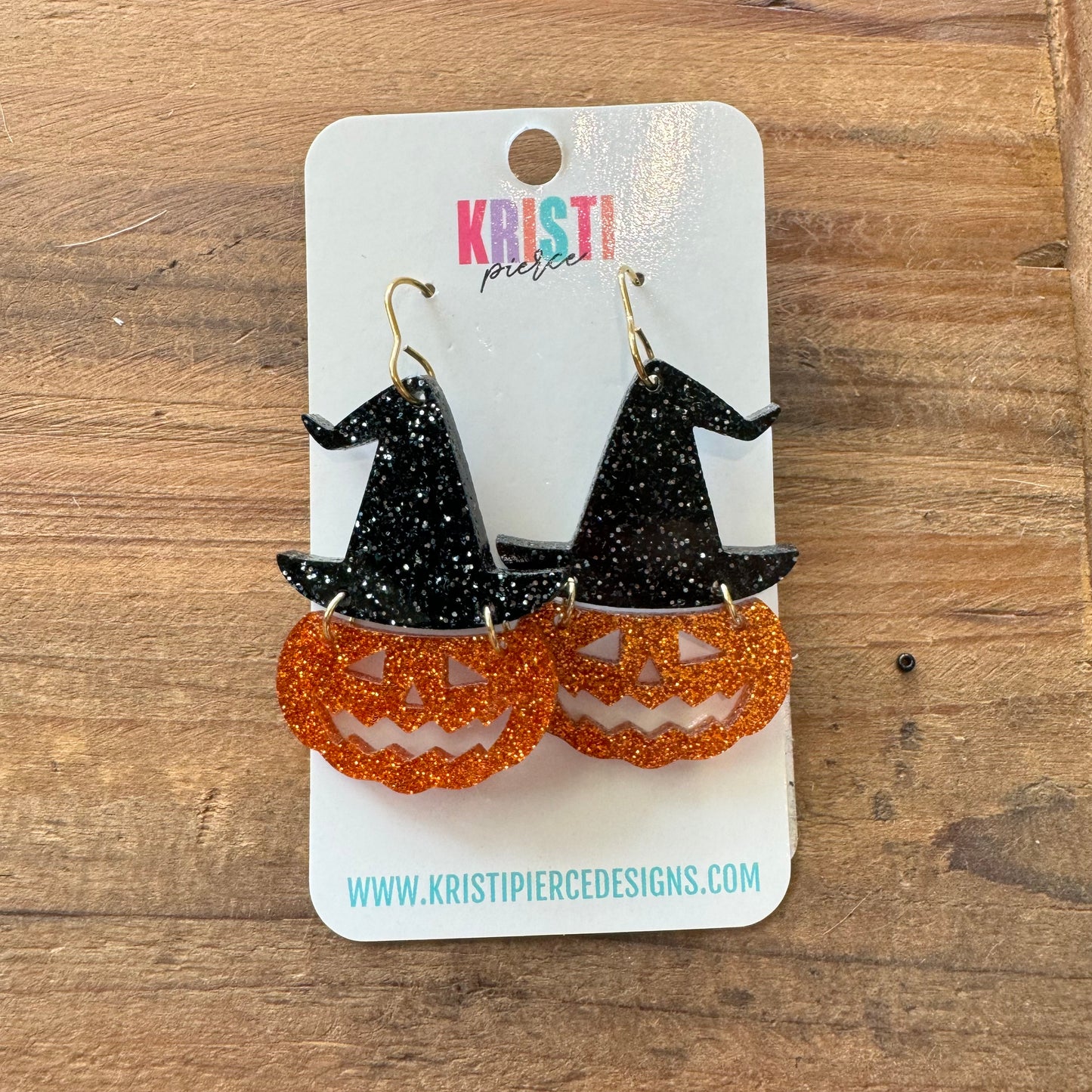 Orange Glitter Acrylic Pumpkin Dangle Earrings - Kristi Pierce Designs