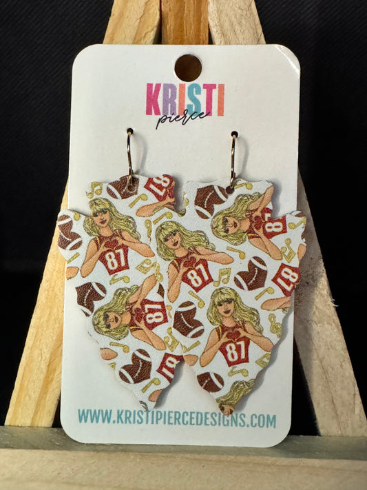 Swiftie Heart Hands Kansas City Chiefs Arrowhead Earrings - Kristi Pierce Designs
