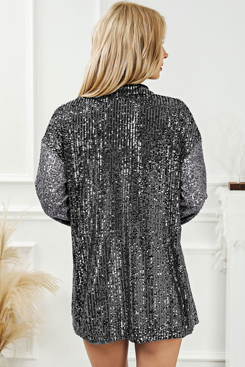 Sequin Button Up Collared Neck Shirt - Kristi Pierce Designs