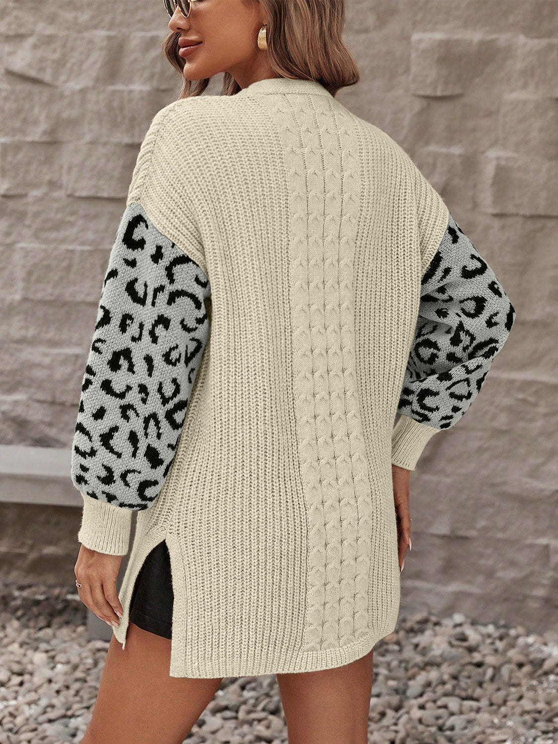 Pocketed Leopard Open Front Cardigan - Kristi Pierce Designs