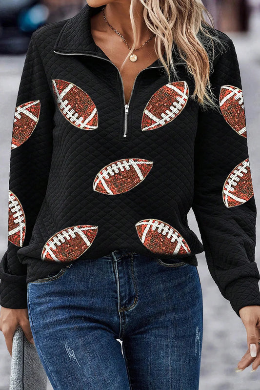 Sequin Football Long Sleeve Sweatshirt - Kristi Pierce Designs