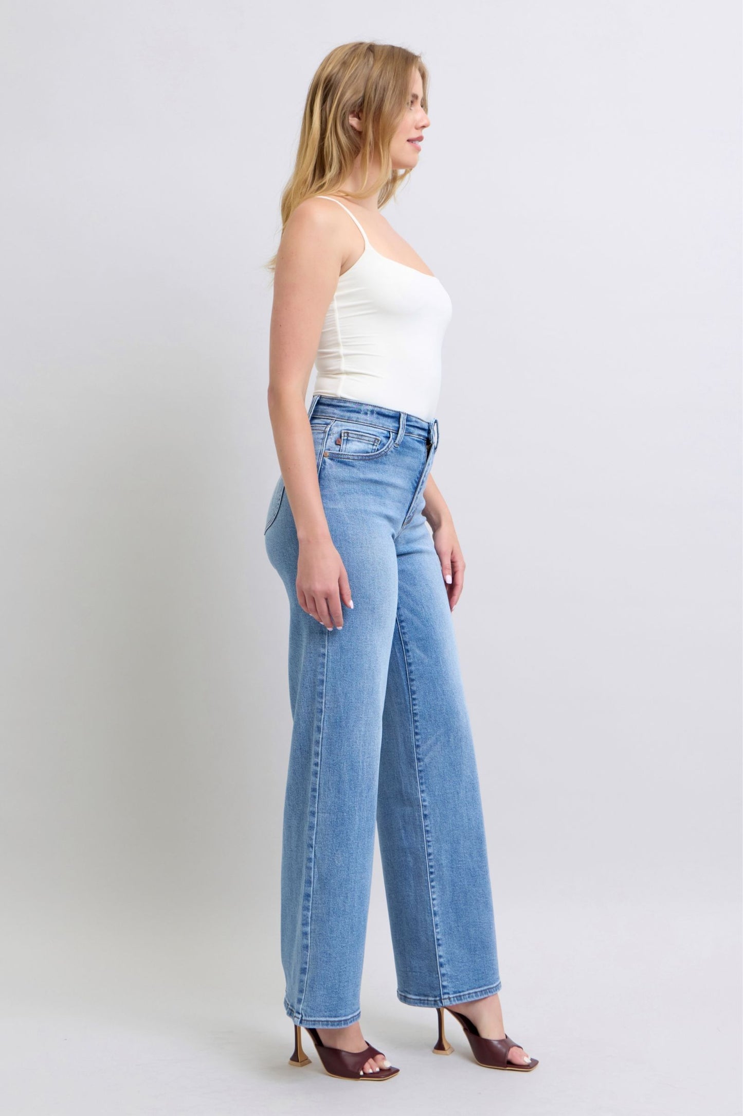 Full Size Wide Leg Jeans with Pockets, Judy Blue