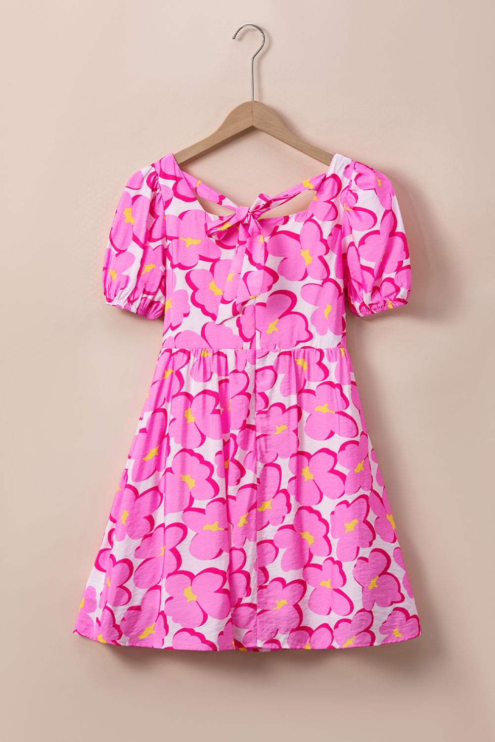 Printed Square Neck Short Sleeve Dress - Kristi Pierce Designs