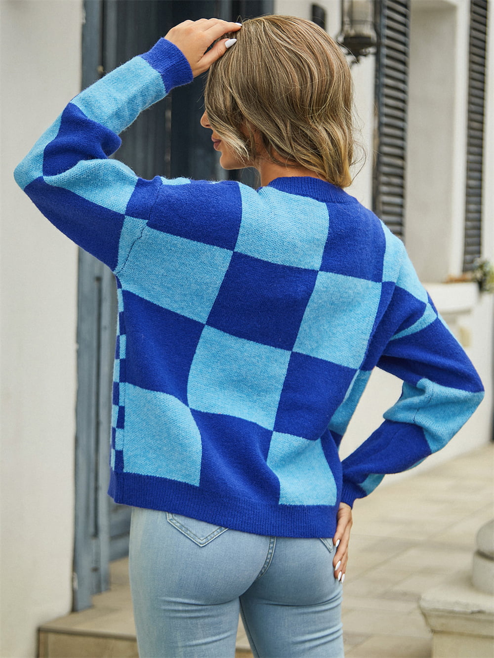 Plaid V-Neck Dropped Shoulder Cardigan - Kristi Pierce Designs