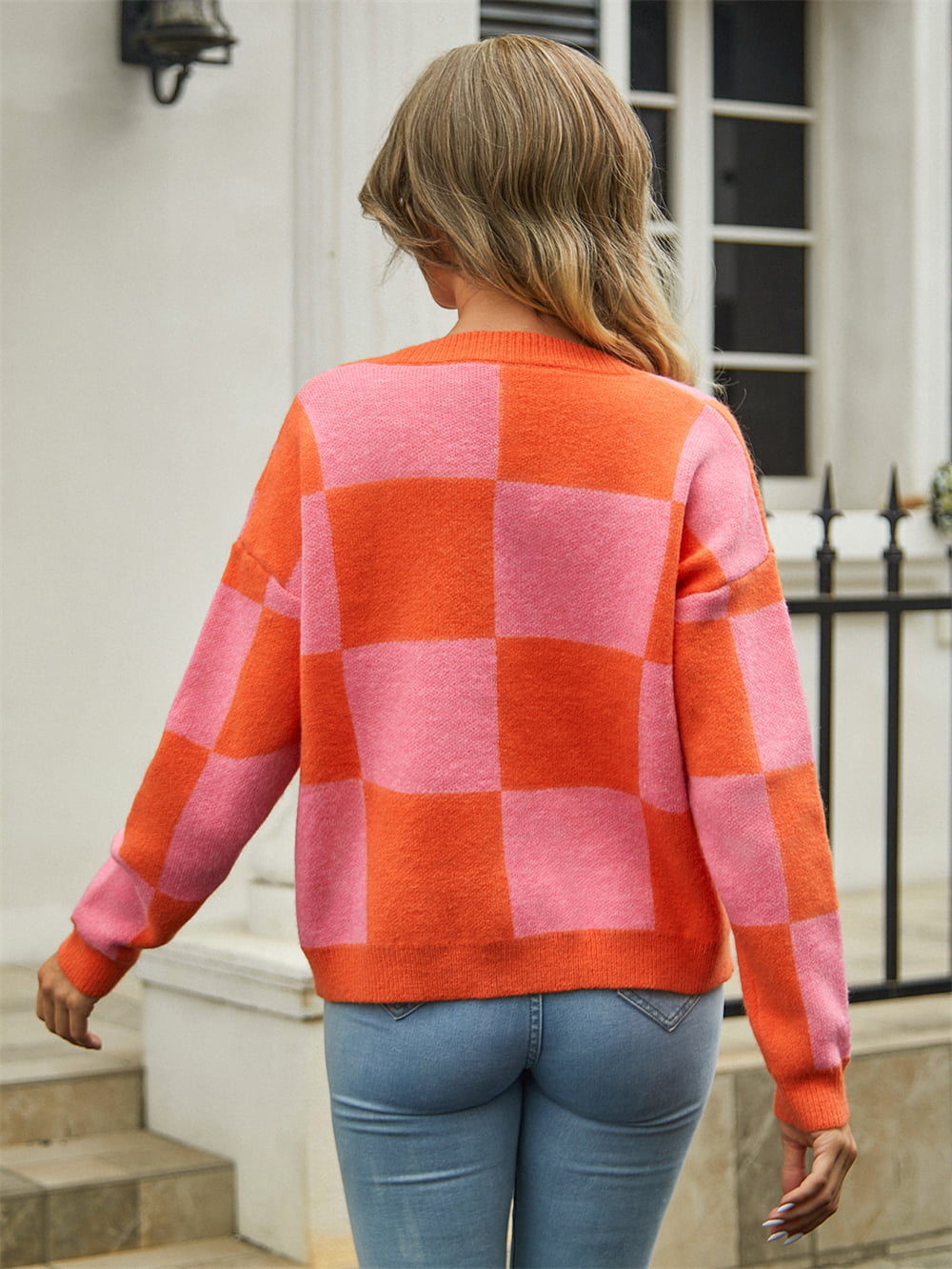 Plaid V-Neck Dropped Shoulder Cardigan - Kristi Pierce Designs