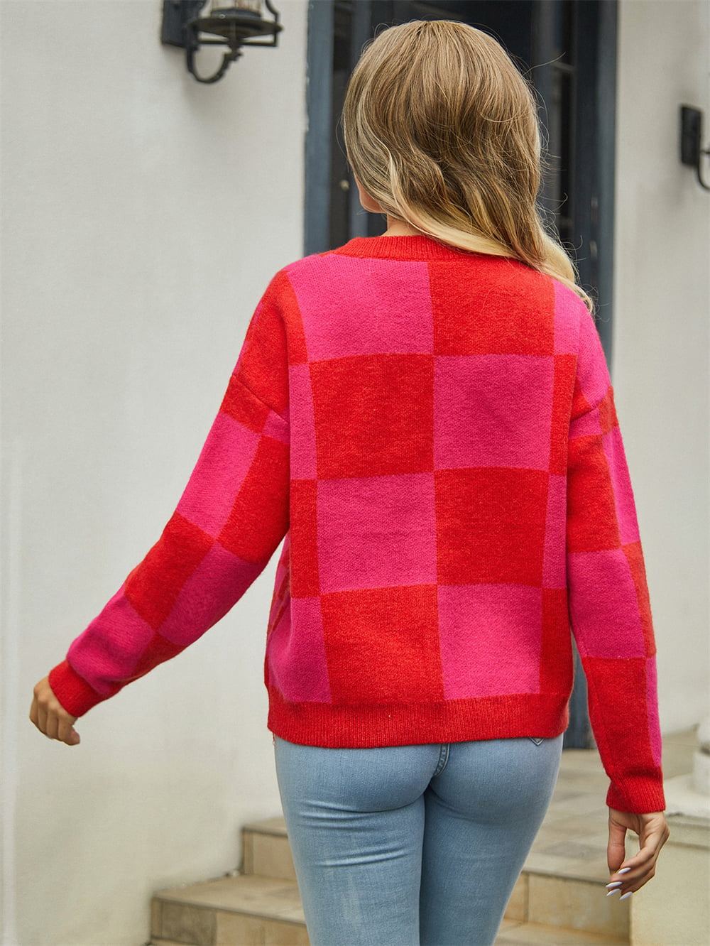 Plaid V-Neck Dropped Shoulder Cardigan - Kristi Pierce Designs