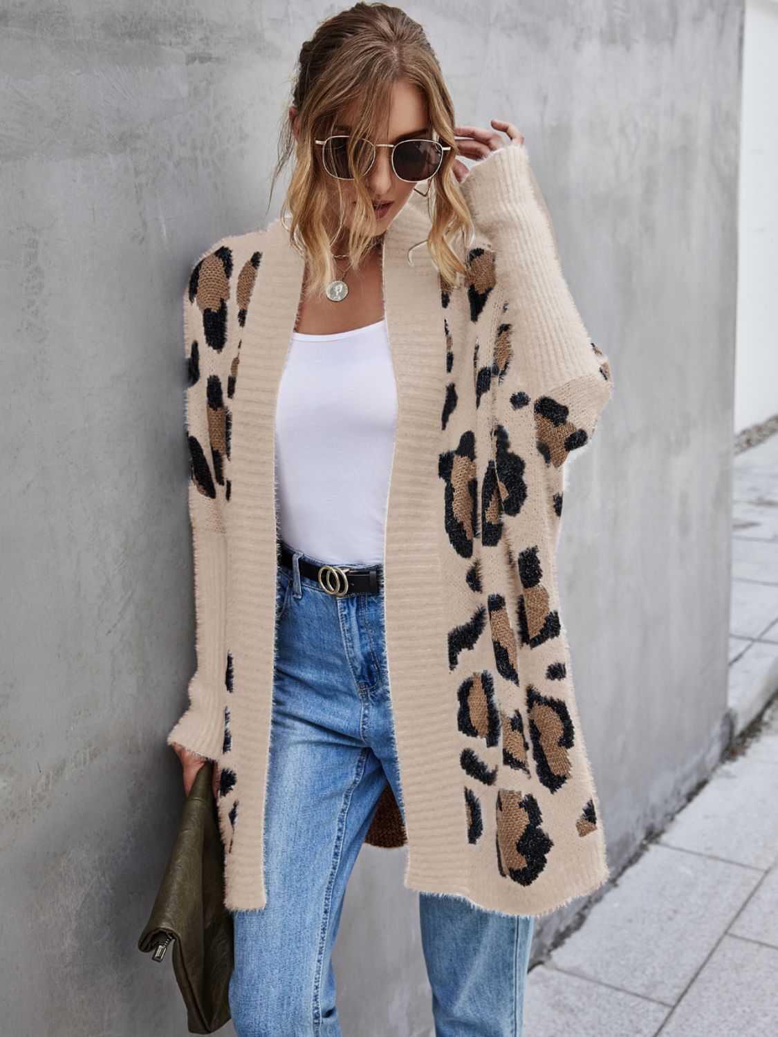 Leopard Pattern Fuzzy Cardigan - Kristi Pierce Designs
