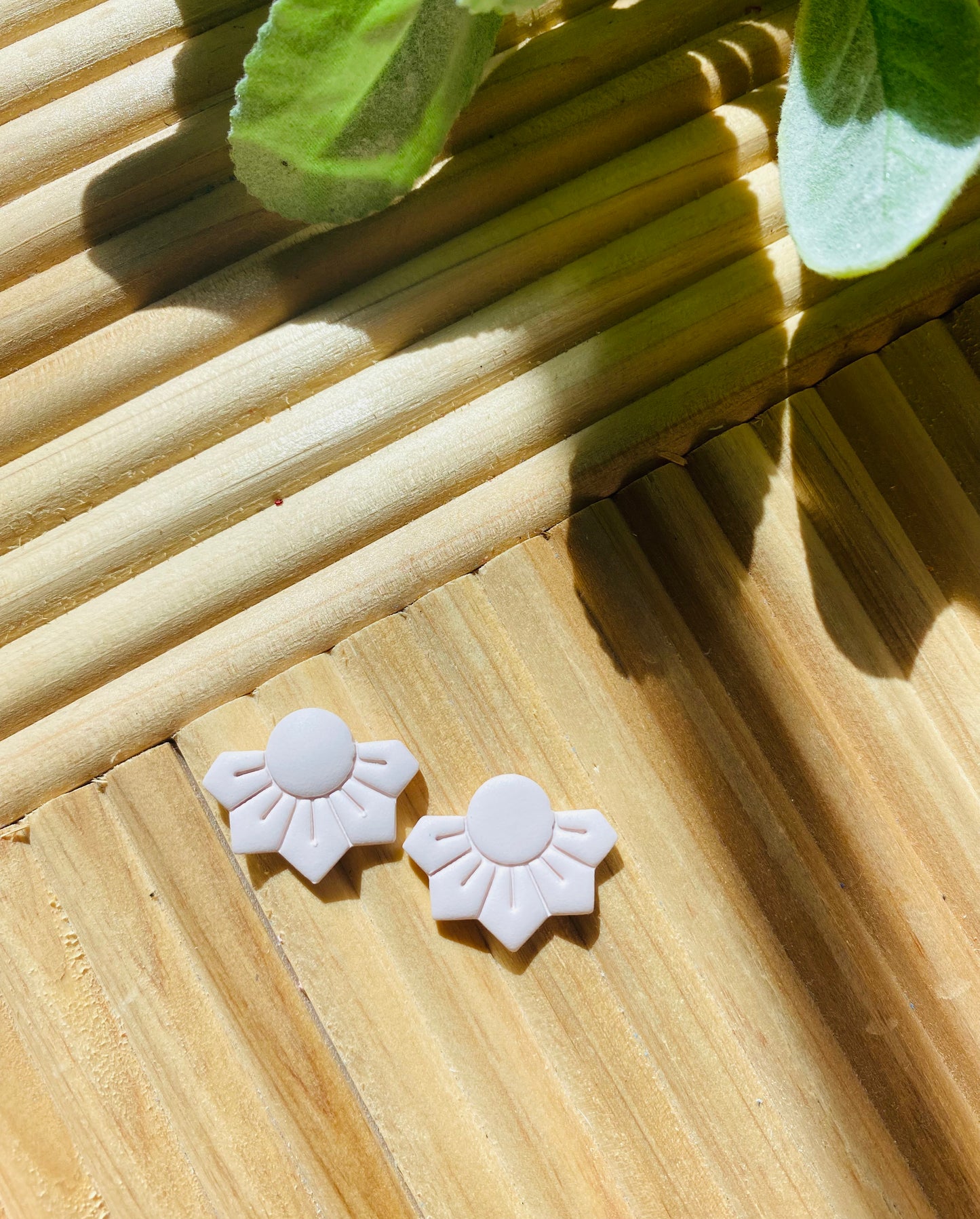 Pale Pink Floral Clay Stud Earrings - Kristi Pierce Designs