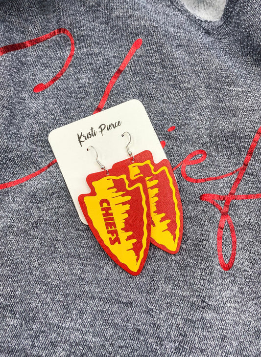 Chiefs and Kansas City Skyline Arrowhead-Shaped Earrings - Kristi Pierce Designs