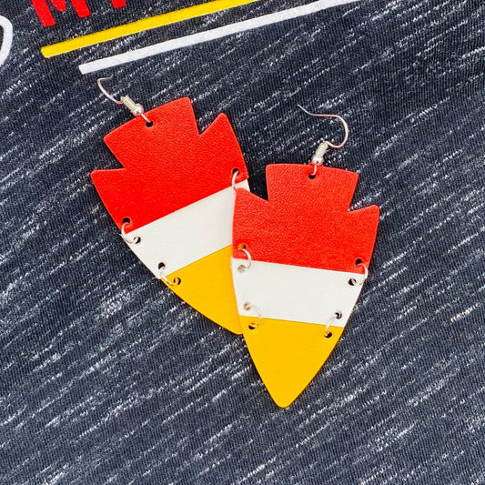 3-Layer KC Arrowhead Faux Leather Earrings - Kristi Pierce Designs