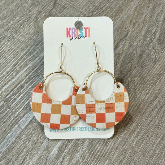 Orange & Cream Plaid Earrings