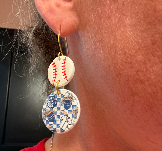 Royals Baseball Icon Clay Earrings 