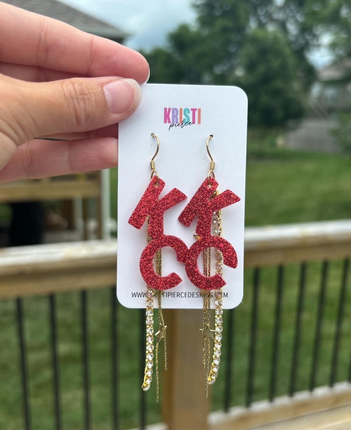 KC Leather & Bling Dangle Earrings