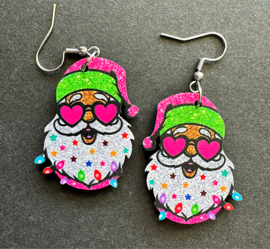 Lightweight Bright Colors Festive Santa Earrings