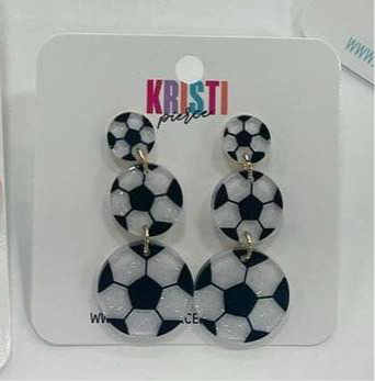 Triple Soccer Ball Dangle Earrings