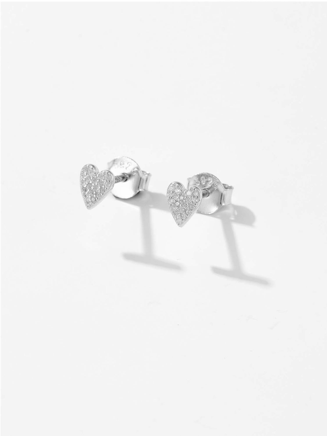 925 Sterling Silver Zircon Heart Stud Earrings - Kristi Pierce Designs