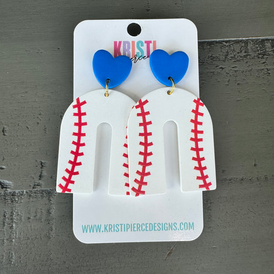 Blue Baseball Earrings