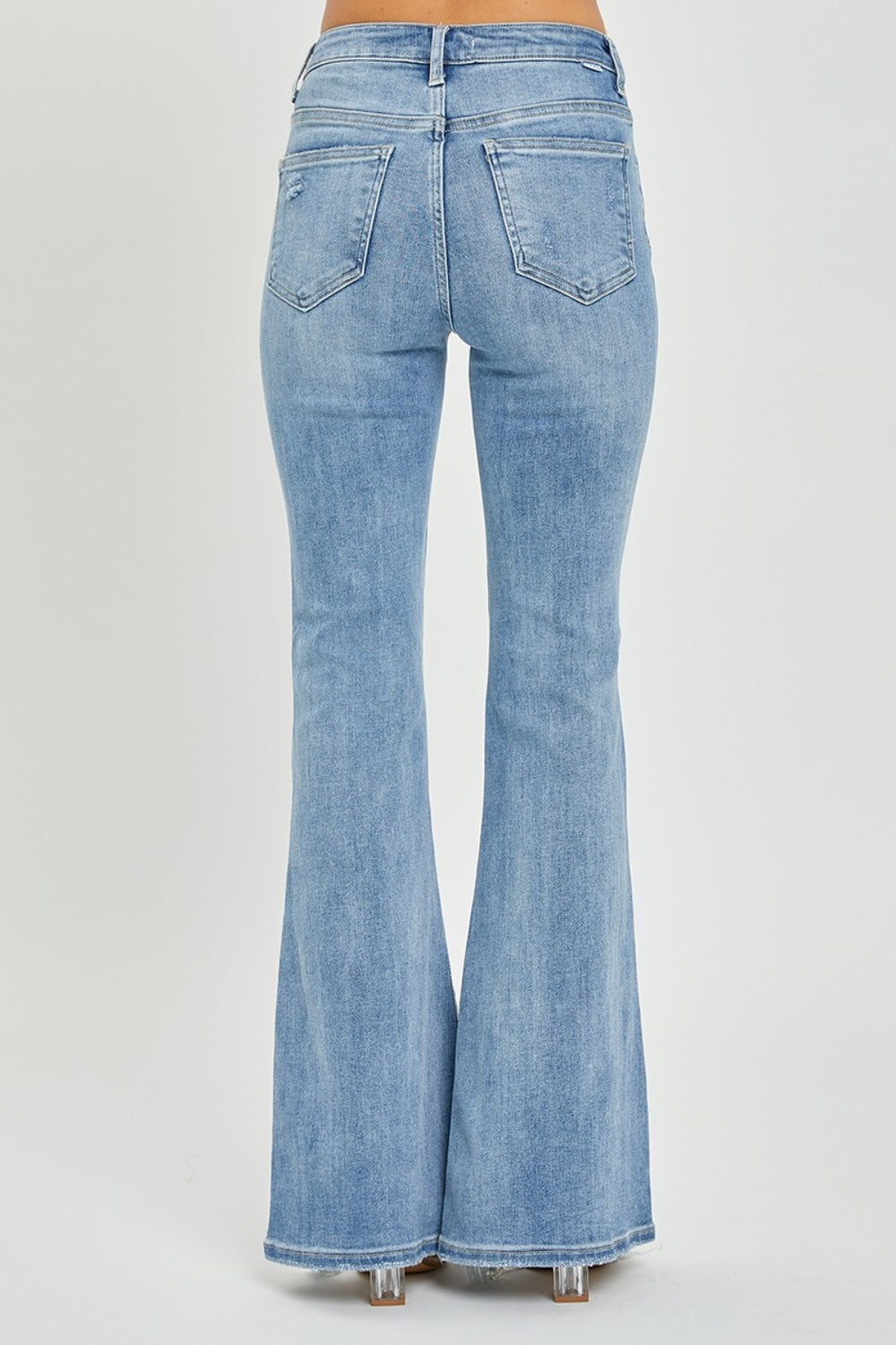 Risen Full Size High Rise Frayed Hem Flare Jeans - Kristi Pierce Designs