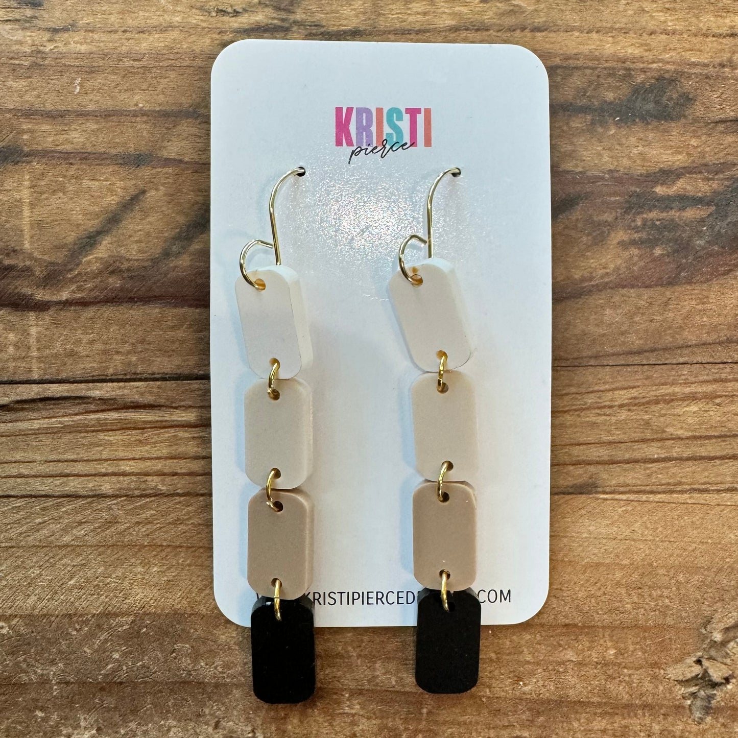 Black and Cream Neutral Acrylic Dangle Earrings