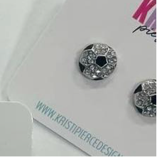 Soccer Ball Rhinestone Stud Earrings