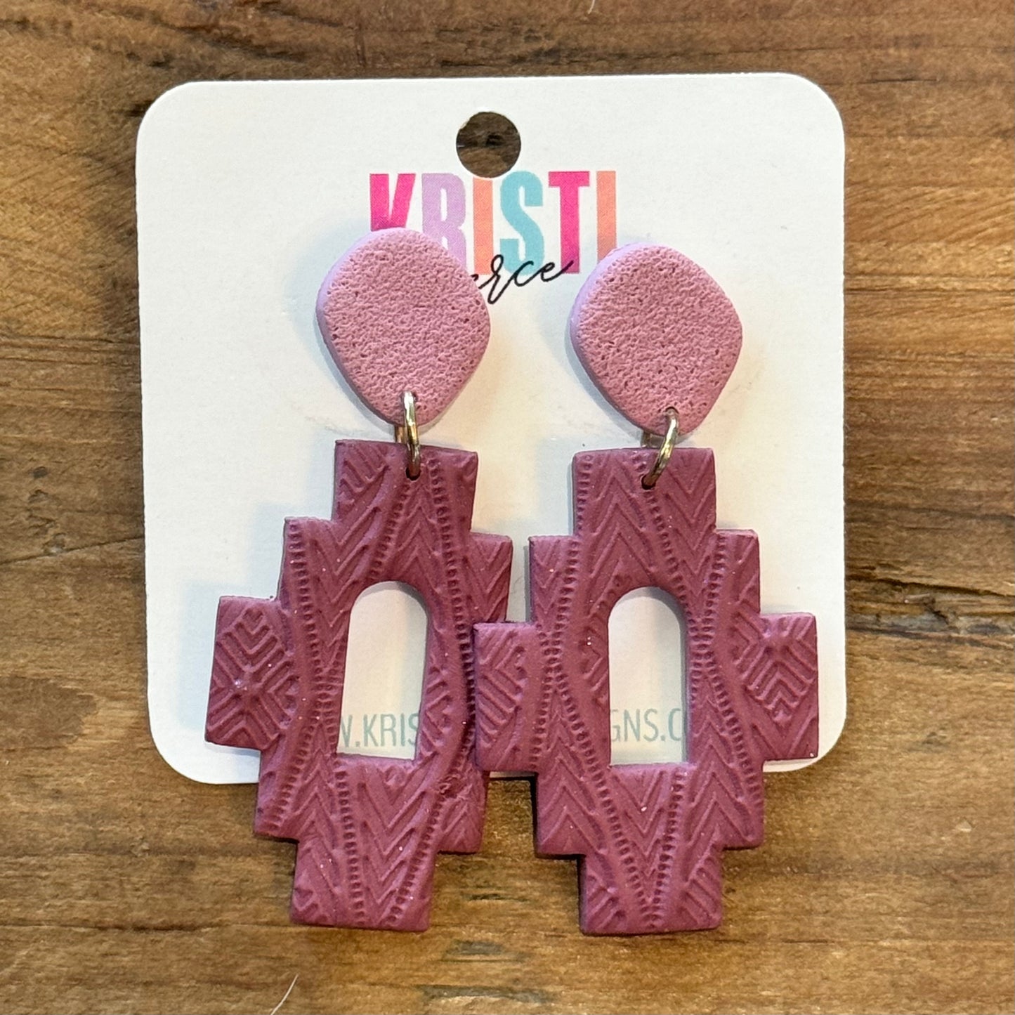 Mauve Aztec Clay Post Earrings