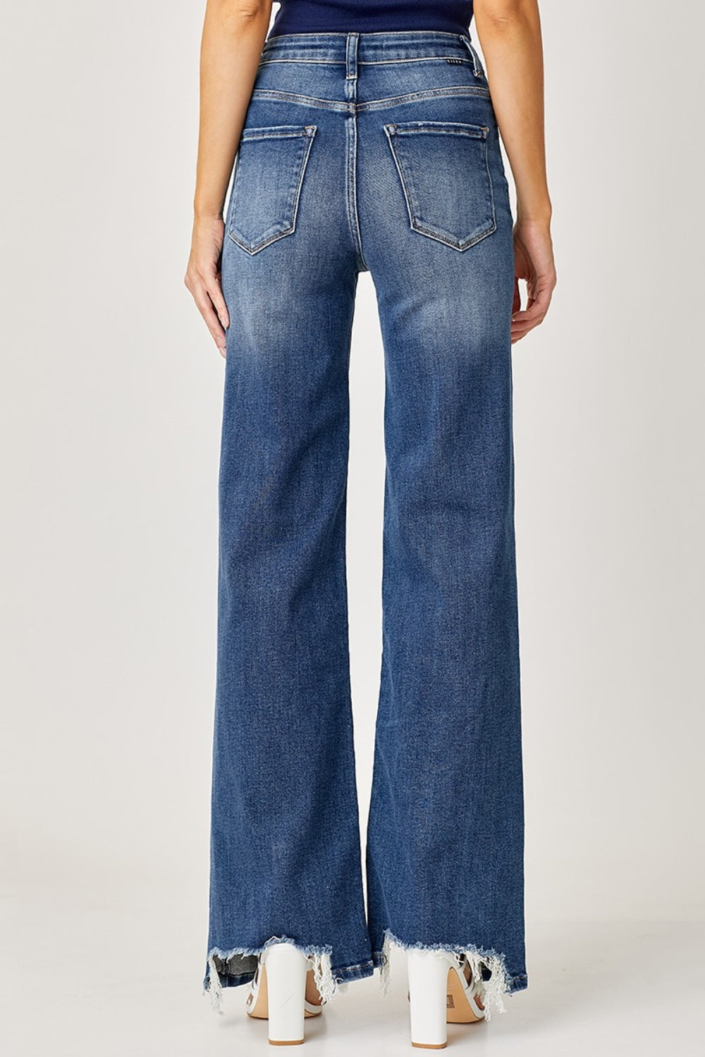 Risen Full Size High Rise Frayed Hem Wide Leg Jeans - Kristi Pierce Designs