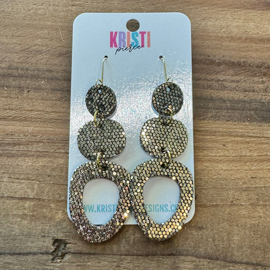 Gold Metallic Circles Dangle Earrings