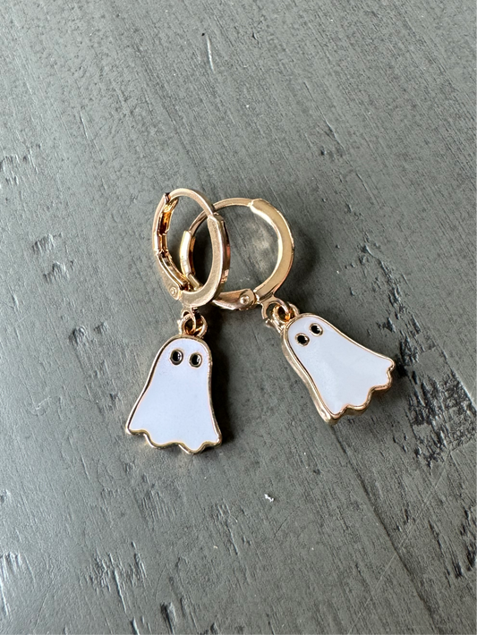 Little Ghost Dangle Plated-Gold Hoop Earrings