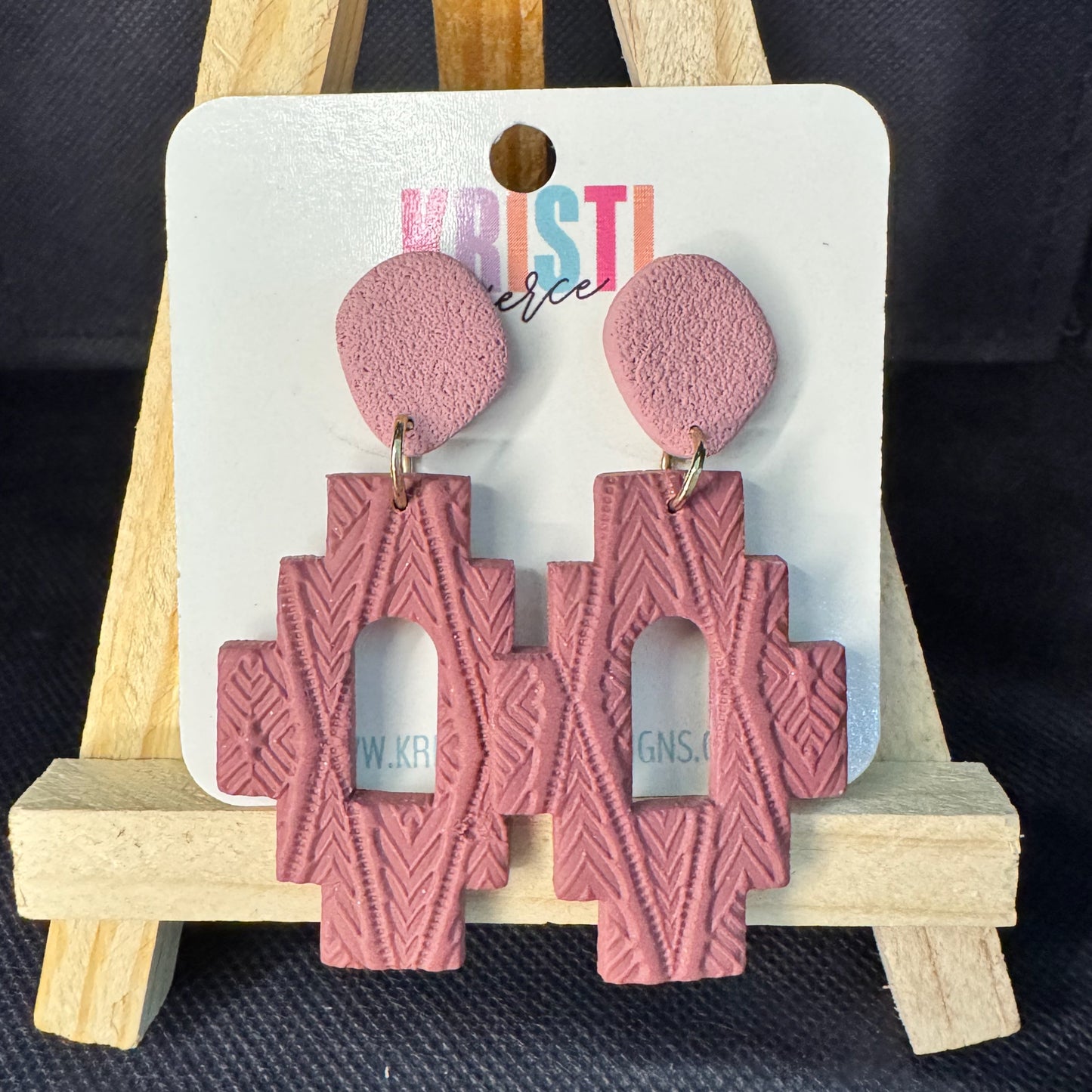 Mauve Aztec Clay Post Earrings