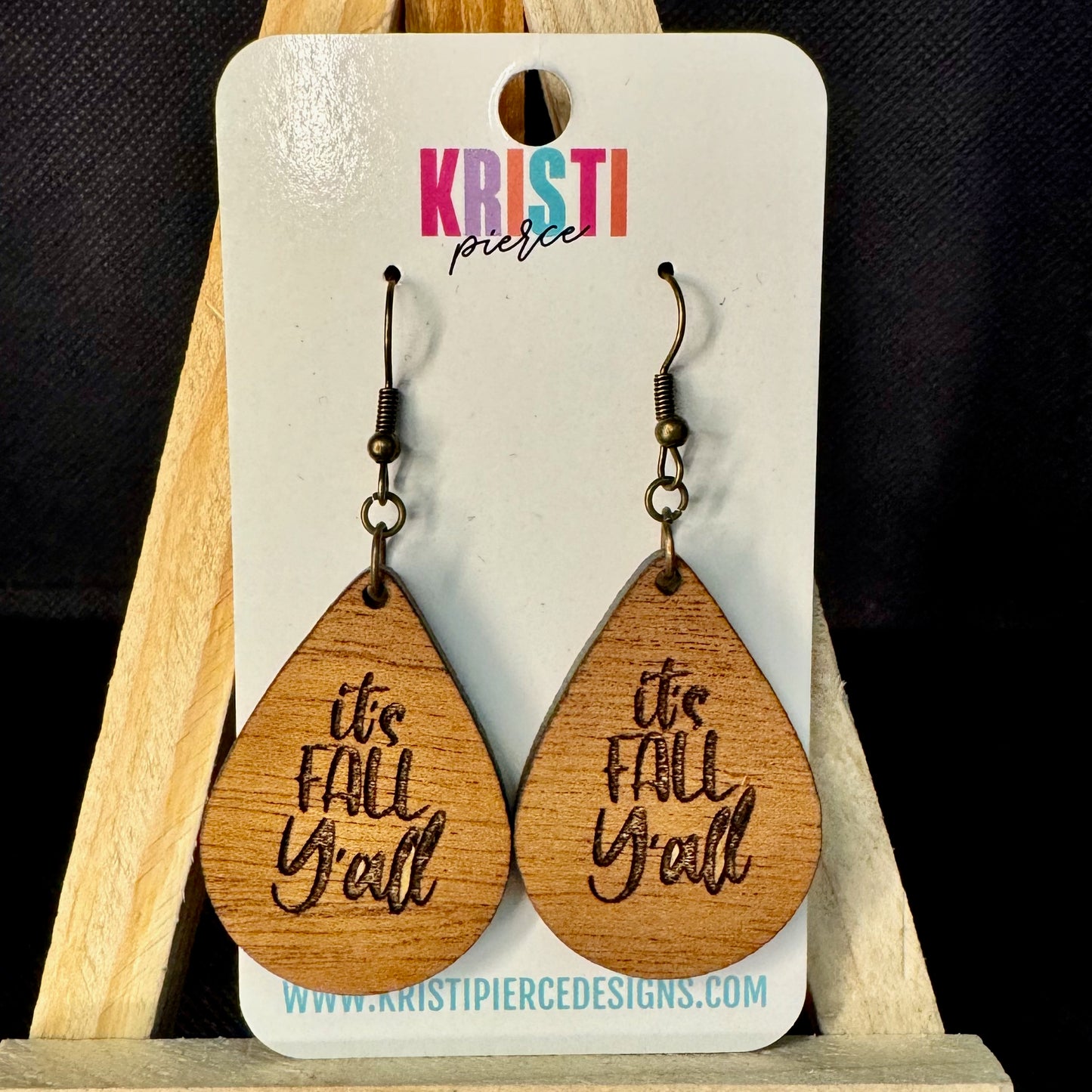 It's Fall Yall Wood Teardrop Earrings