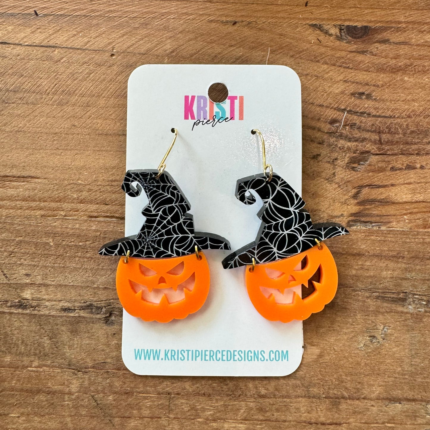 Black & Orange Acrylic Jack-o-lantern Dangle Earrings