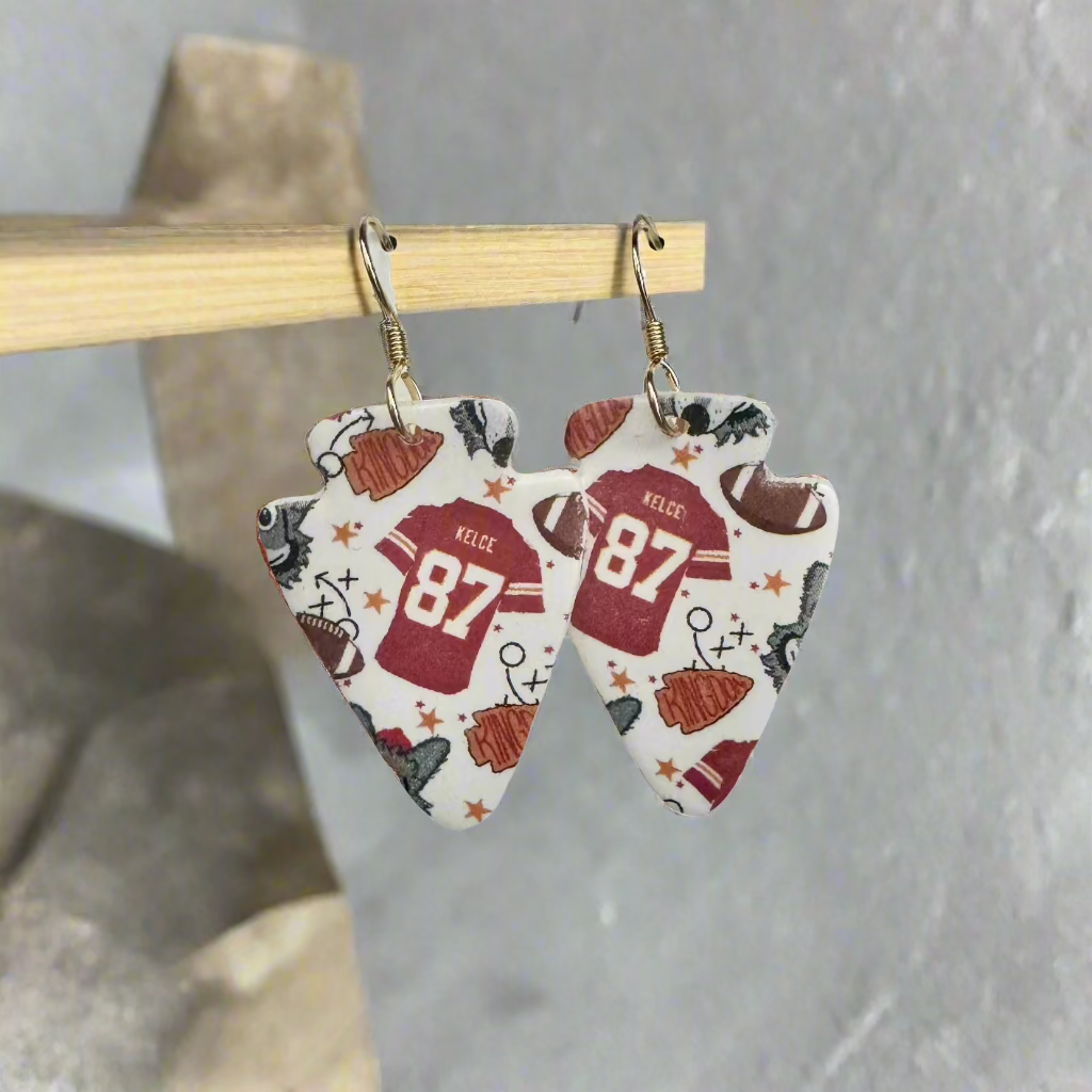 87 Kelce Jersey Clay Arrowhead Earrings