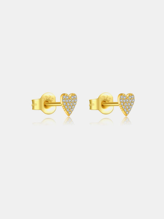 925 Sterling Silver Zircon Heart Stud Earrings - Kristi Pierce Designs