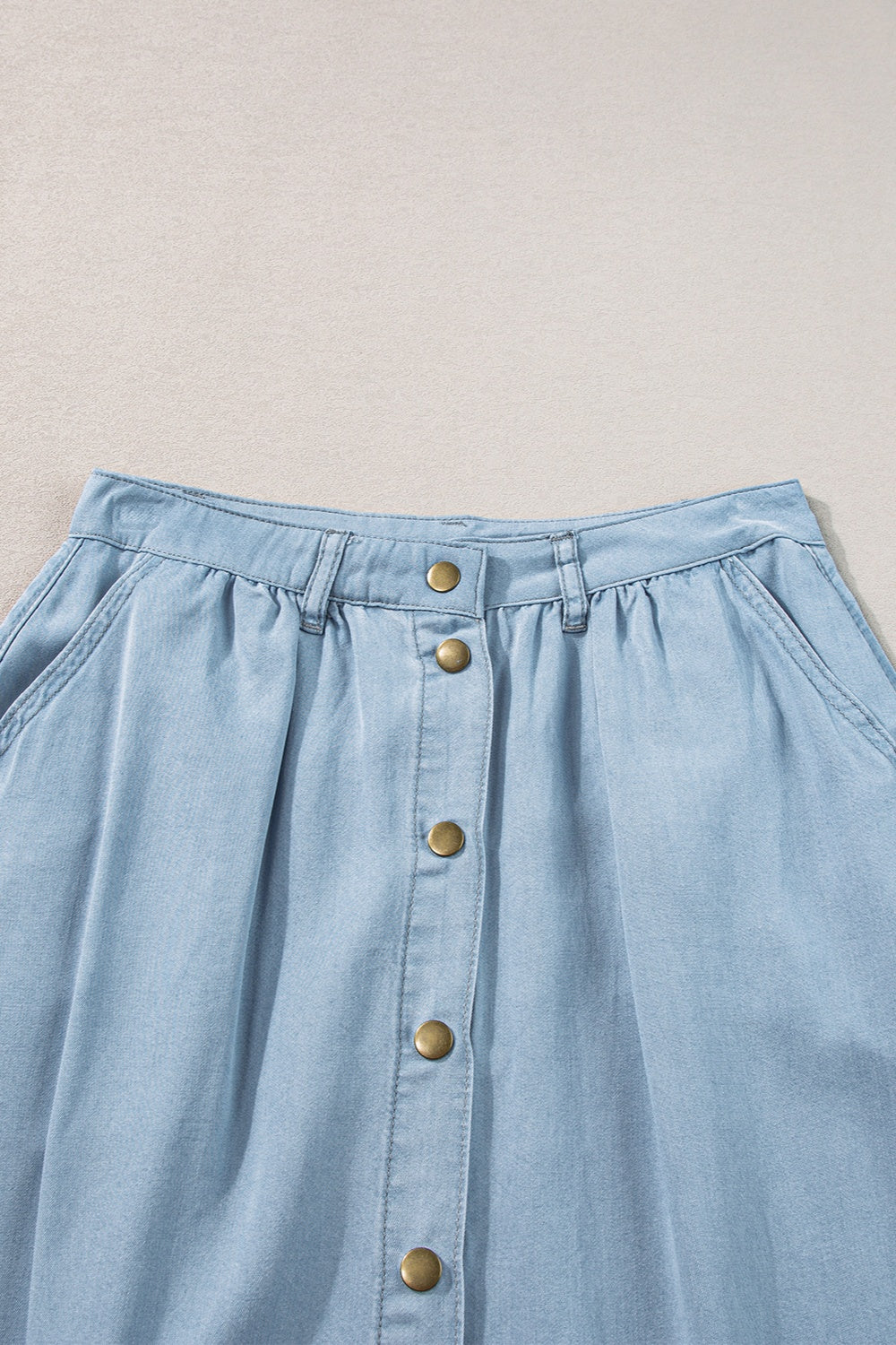 Snap Down High Waist Denim Skirt - Kristi Pierce Designs