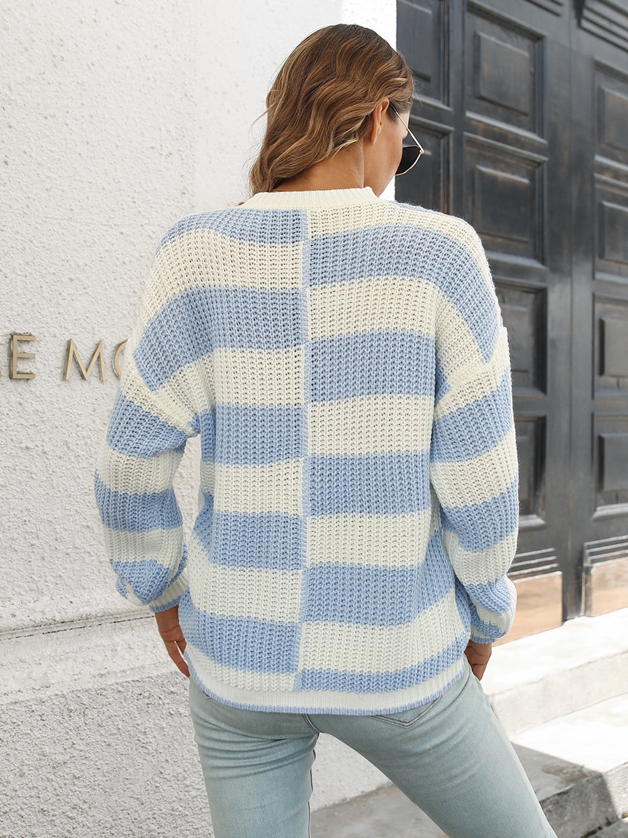 Two-Tone Dropped Shoulder Sweater - Kristi Pierce Designs