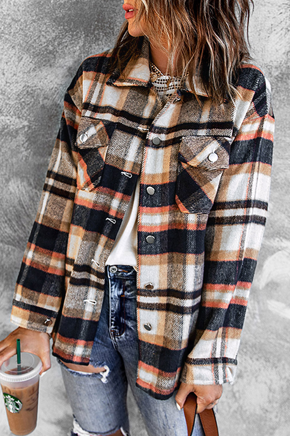 Double Take Plaid Button Front Shirt Jacket with Breast Pockets - Kristi Pierce Designs