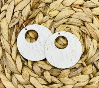 WS Classic Hoop Earrings in White Birch Cork